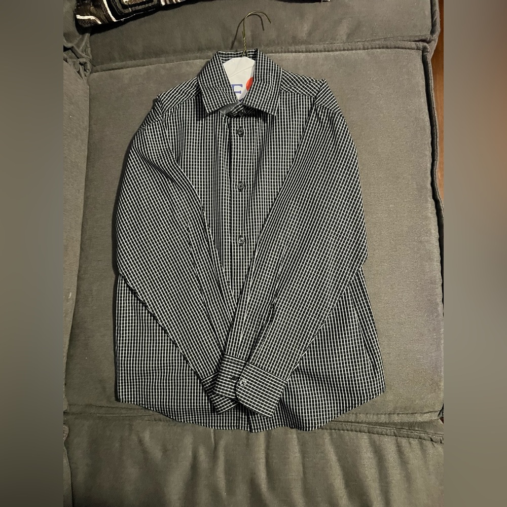 Boys black and white button down shirt
